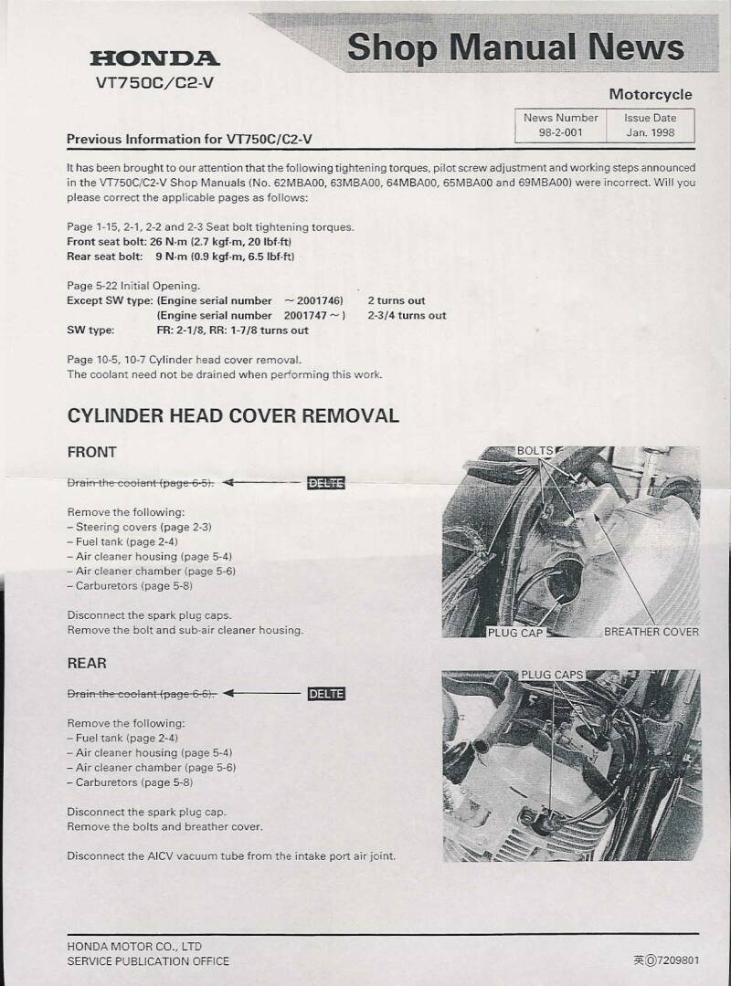 Honda vt750dc valve adjustment #5